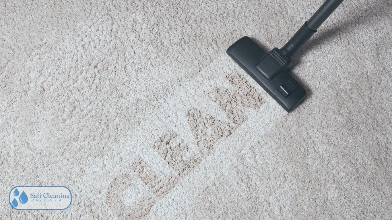 Carpet cleaning technician applying eco-friendly solution to a stained carpet.